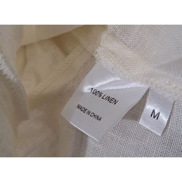 Monday Beachwear Womens Medium Ivory Cropped ACAPULCO TOP 100% LINEN WRAP TIE - Picture 7 of 8